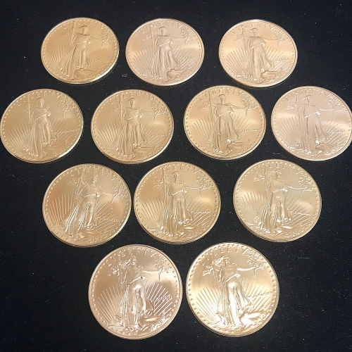 Twelve 1 oz American Gold Eagle Bullion Coins