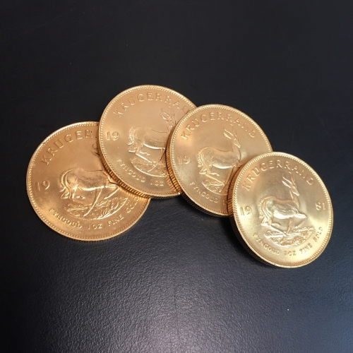 Four 1 oz South African Gold Krugerrand Bullion Coins