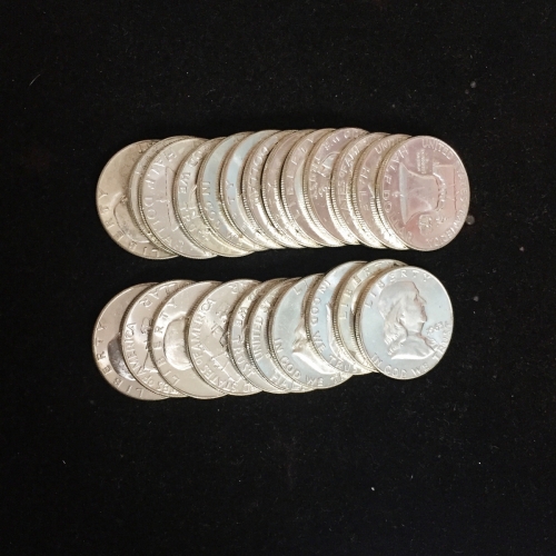 Uncirculated Roll Of Franklin Silver Half Dollars