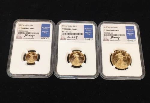 2016 & 2017 Proof American Gold Eagle Bullion Coins NGC Certified PF 70 Ultra Cameo Signed