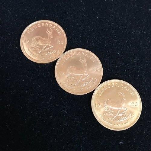 Three 1 oz Gold South Africa Krugerrand Bullion Coins 