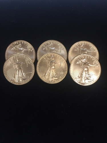 Six 1 oz American Gold Eagle Bullion Coins
