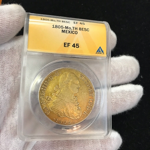 1805 MO TH Mexico 8 Escudo Gold Coin ANACS Certified